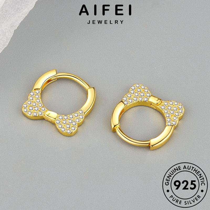 AIFEI JEWELRY 925 tua tròn vàng Thời kiện thật nơ xỏ moissanite bạc nguyên sức hàn thời cương trang vành phụ khuyên bản kim bông nữ tai quốc E323