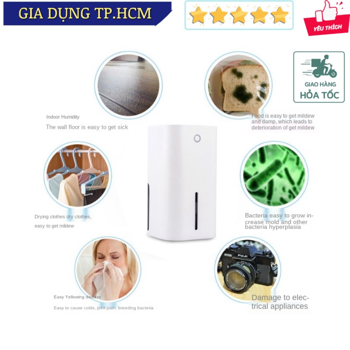 Máy hút ẩm Mini Dehumidifier Air Dryer DH100 22W 850ML Water Tank for Home | BigBuy360 - bigbuy360.vn