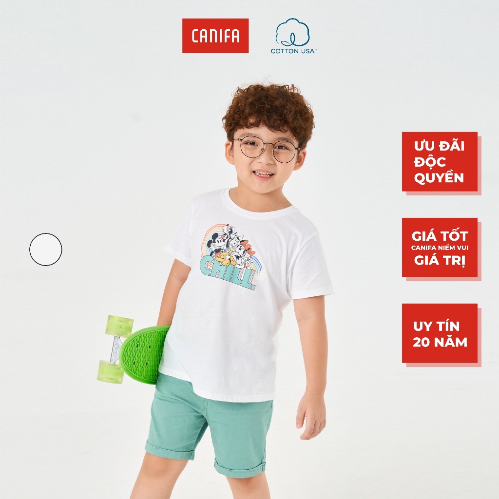 Áo phông bé trai CANIFA chất liệu 100% cotton in Mickey 2TS22S061
