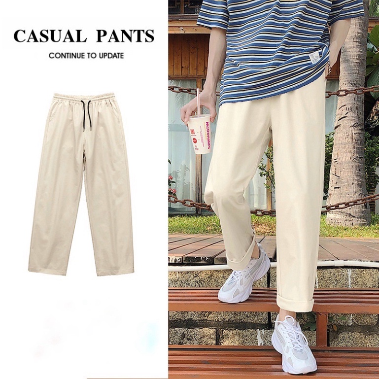 Quần Kaki Ống Rộng Lưng Thun Cạp Chun Dáng Suông Kaki Nam Nữ Ulzzang - Hàng mới về