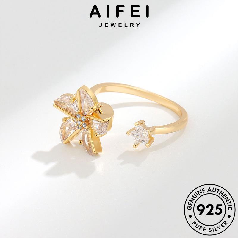 AIFEI JEWELRY moissanite hoa hàn vàng phụ quốc kim sức kiện xoay nguyên 925 nhẫn trang bạc nữ cương thật thời bản R366
