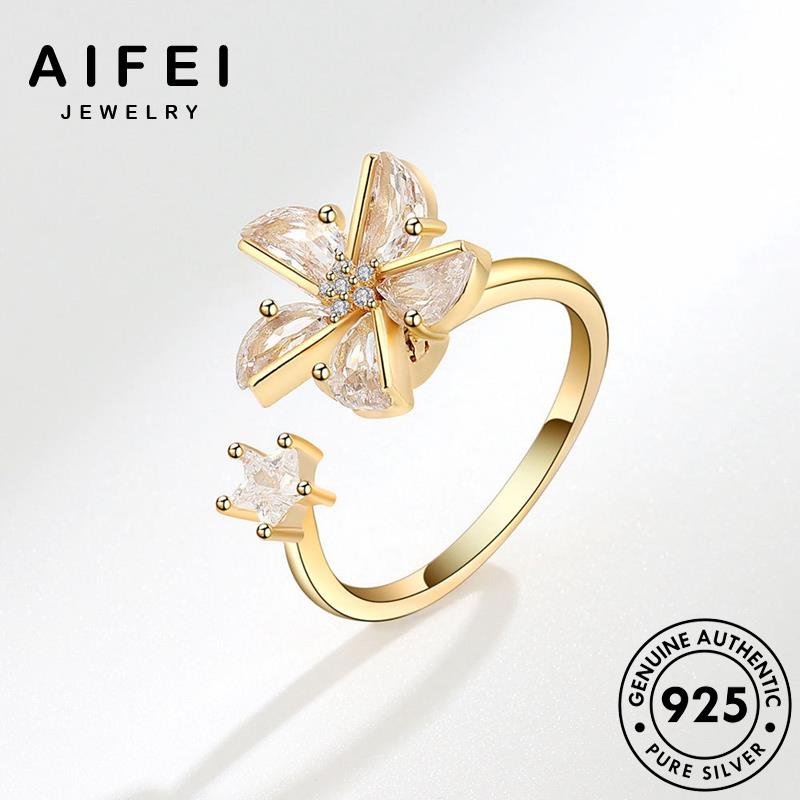 AIFEI JEWELRY moissanite hoa hàn vàng phụ quốc kim sức kiện xoay nguyên 925 nhẫn trang bạc nữ cương thật thời bản R366
