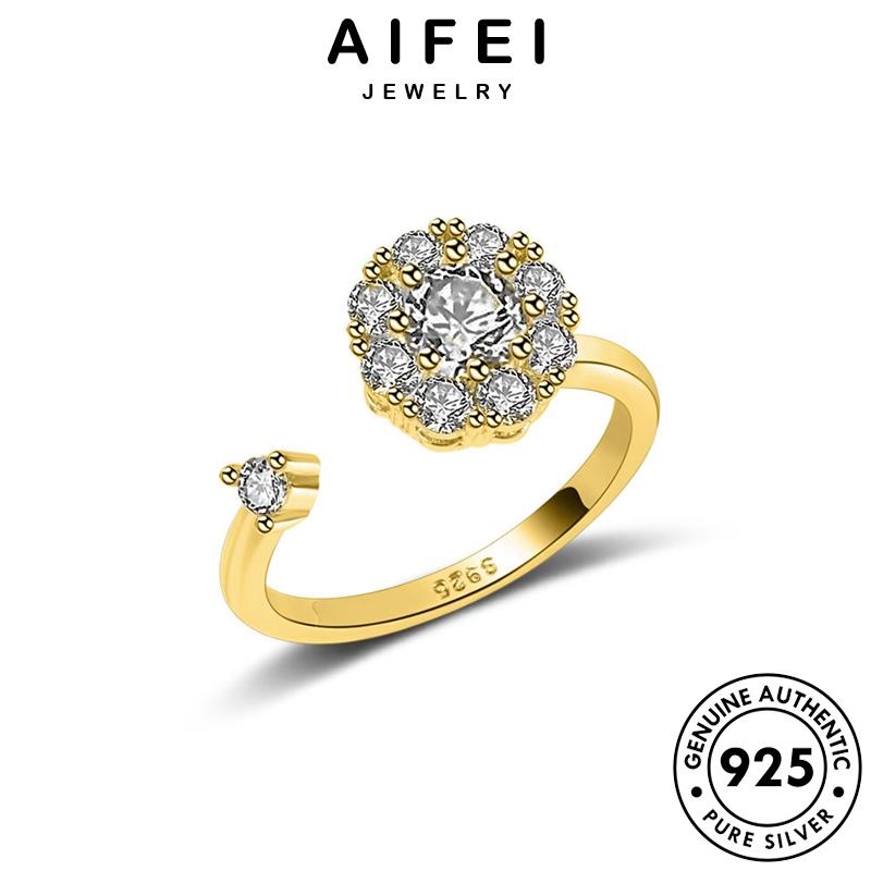 AIFEI JEWELRY nguyên sức nữ thật hàn bản hạt tròn nhẫn kim moissanite trang quốc đơn vàng giản thời phụ 925 bạc cương kiện R368