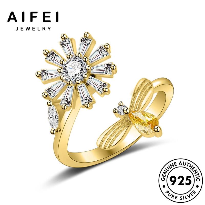 AIFEI JEWELRY nguyên sức nữ thật hàn bản hạt tròn nhẫn kim moissanite trang quốc đơn vàng giản thời phụ 925 bạc cương kiện R368