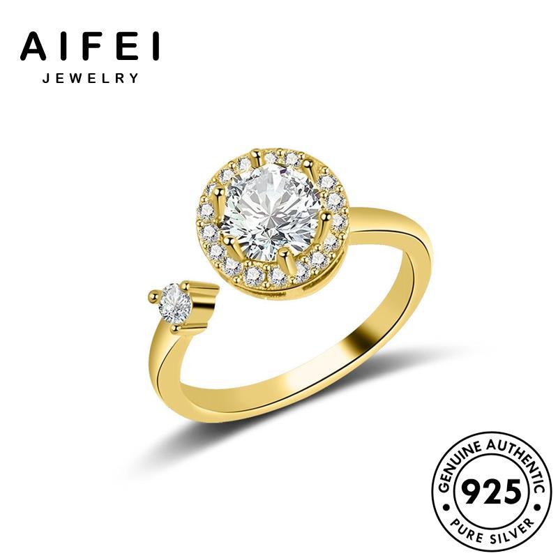 AIFEI JEWELRY nguyên sức nữ thật hàn bản hạt tròn nhẫn kim moissanite trang quốc đơn vàng giản thời phụ 925 bạc cương kiện R368