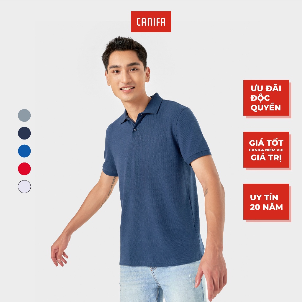 Áo polo nam CANIFA chất liệu lacoste cotton pha 8TP22A003