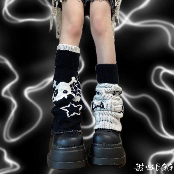 Nguyên Tố Rộng Bọc Đầu Lâu Văn Hóa Châu Á Punk Slimmer Look Calf Hai Chỗ Nóng Bỏng Cho Nữ