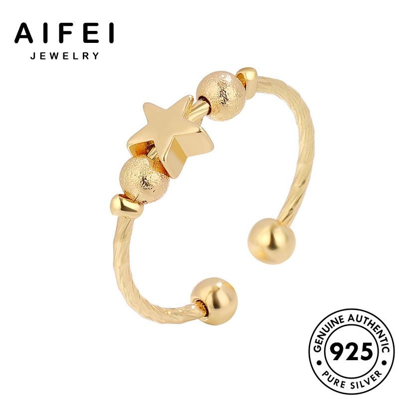 AIFEI JEWELRY bản cánh thật kiện hàn vàng ngôi quốc trang nhẫn 925 nguyên bạc nữ thời năm phụ sức sao R454