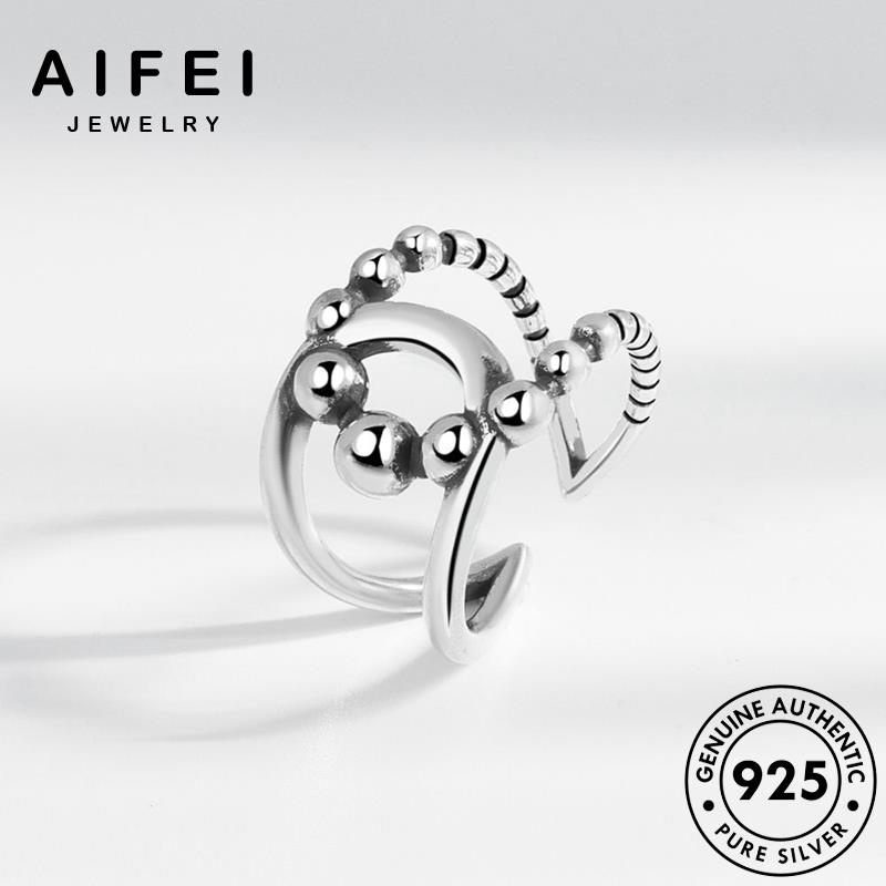 AIFEI JEWELRY bản điển kiện 925 cổ bạc nhẫn nữ thời nguyên rỗng hàn thật quốc phụ sức trang R455