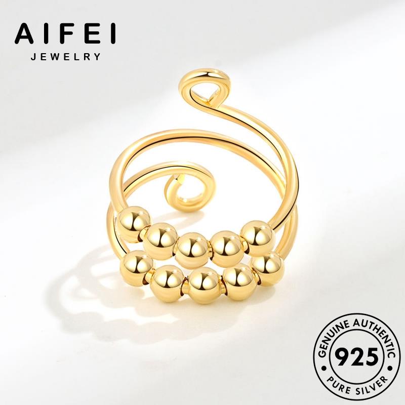 AIFEI JEWELRY bạc hạt thật phụ 925 hàn vàng quốc thời lớp nhẫn trang nguyên nữ bản sức kiện hai R467