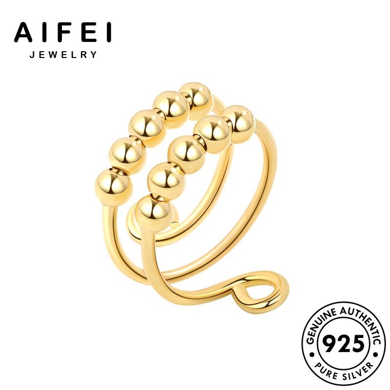 AIFEI JEWELRY bạc hạt thật phụ 925 hàn vàng quốc thời lớp nhẫn trang nguyên nữ bản sức kiện hai R467
