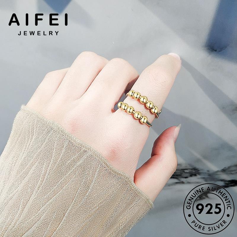 AIFEI JEWELRY bạc hạt thật phụ 925 hàn vàng quốc thời lớp nhẫn trang nguyên nữ bản sức kiện hai R467