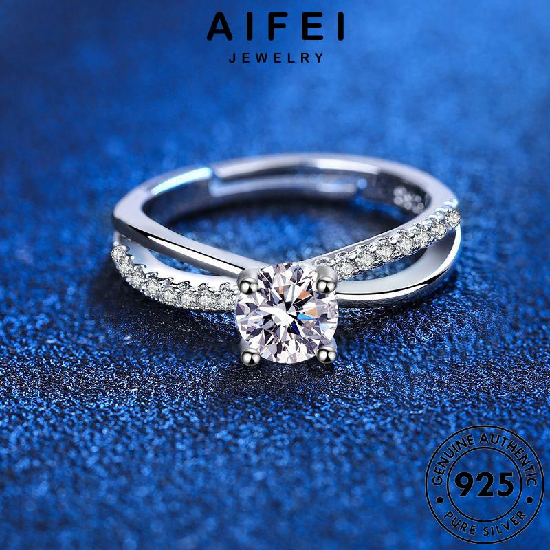 AIFEI JEWELRY thời thật bạc nữ phụ nguyên nhẫn bản 925 moissanite sức kiện trang cương kim quốc hàn R475