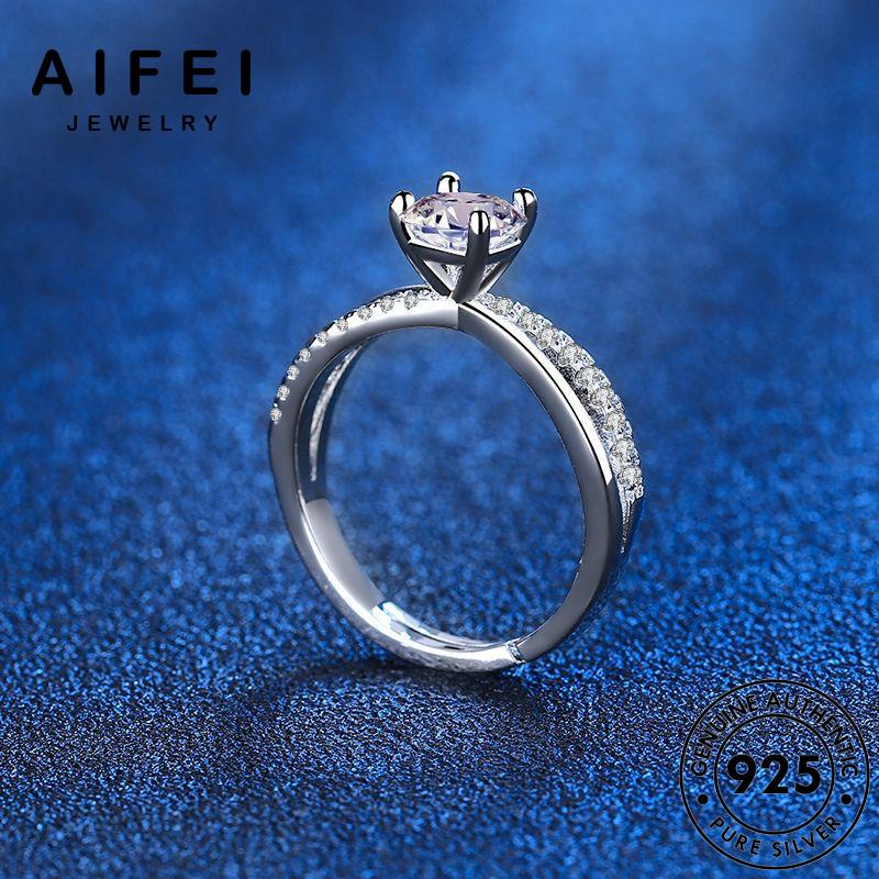 AIFEI JEWELRY thời thật bạc nữ phụ nguyên nhẫn bản 925 moissanite sức kiện trang cương kim quốc hàn R475