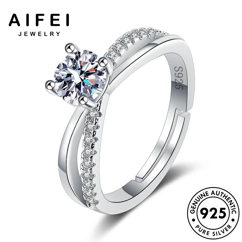 AIFEI JEWELRY thời thật bạc nữ phụ nguyên nhẫn bản 925 moissanite sức kiện trang cương kim quốc hàn R475