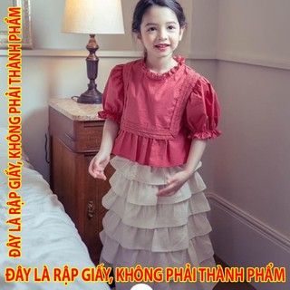 Rập giấy kr107 - set áo tiểu thư và váy bèo công chúa