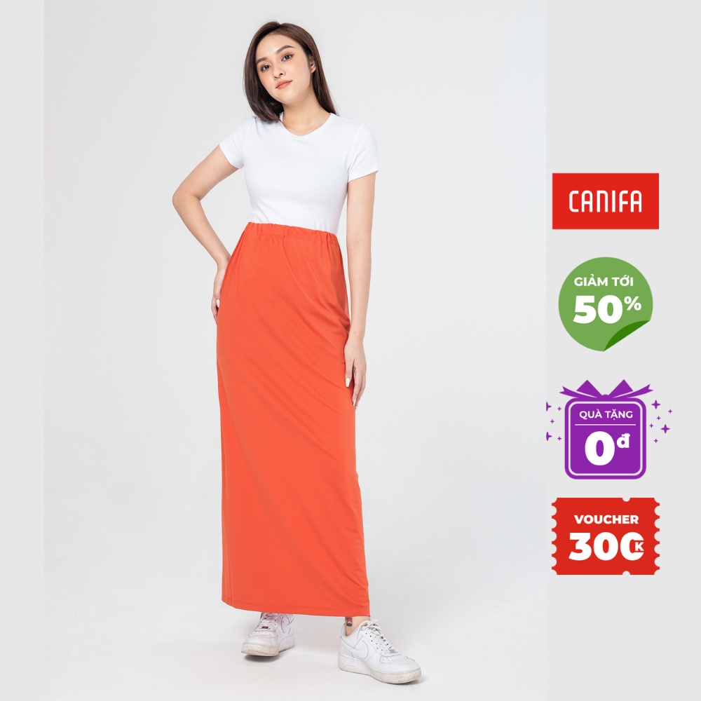 Chân váy chống nắng nữ CANIFA cạp chun cài cúc màu xanh than xám cam - 6KS21S007