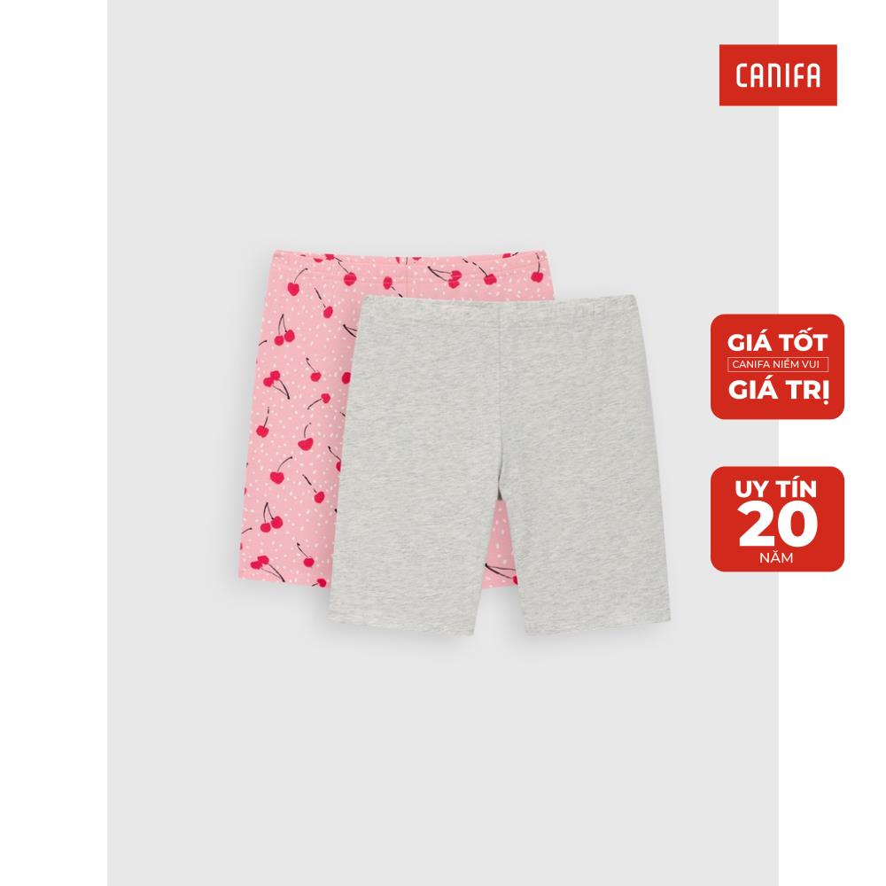 Pack 2 quần lửng bé gái CANIFA chất liệu cotton co giãn, cạp chun, quần lửng phom ôm 1LA23S007