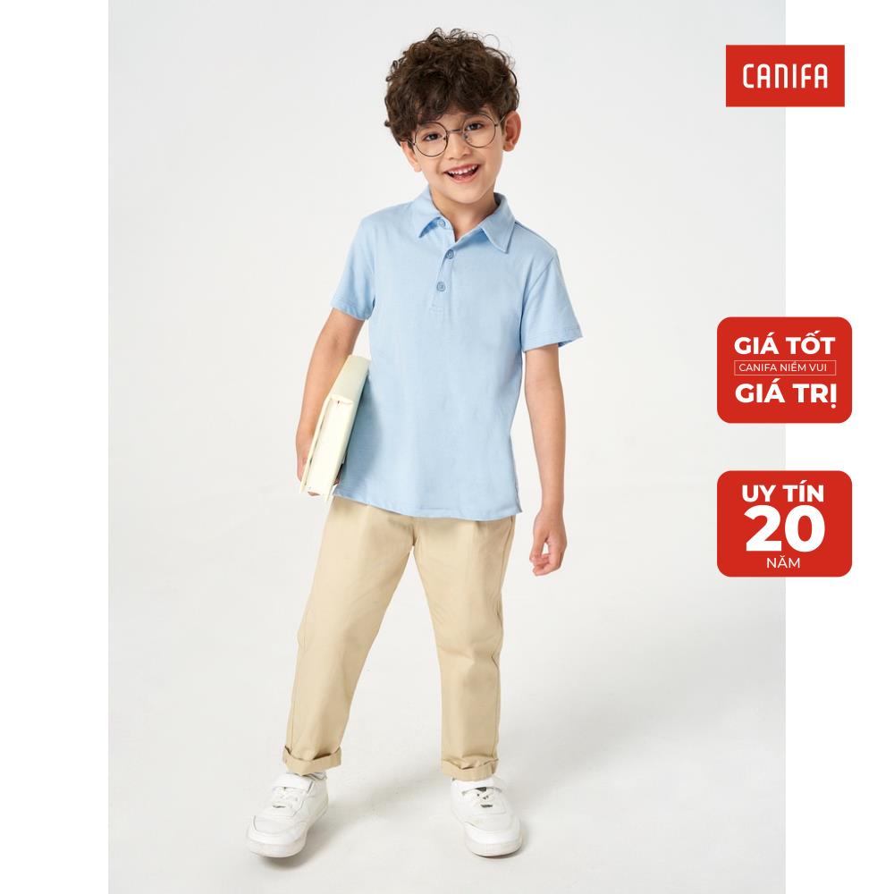 Áo polo bé trai CANIFA 100% cotton, cổ bẻ tay cộc có hình in 2TP23S003