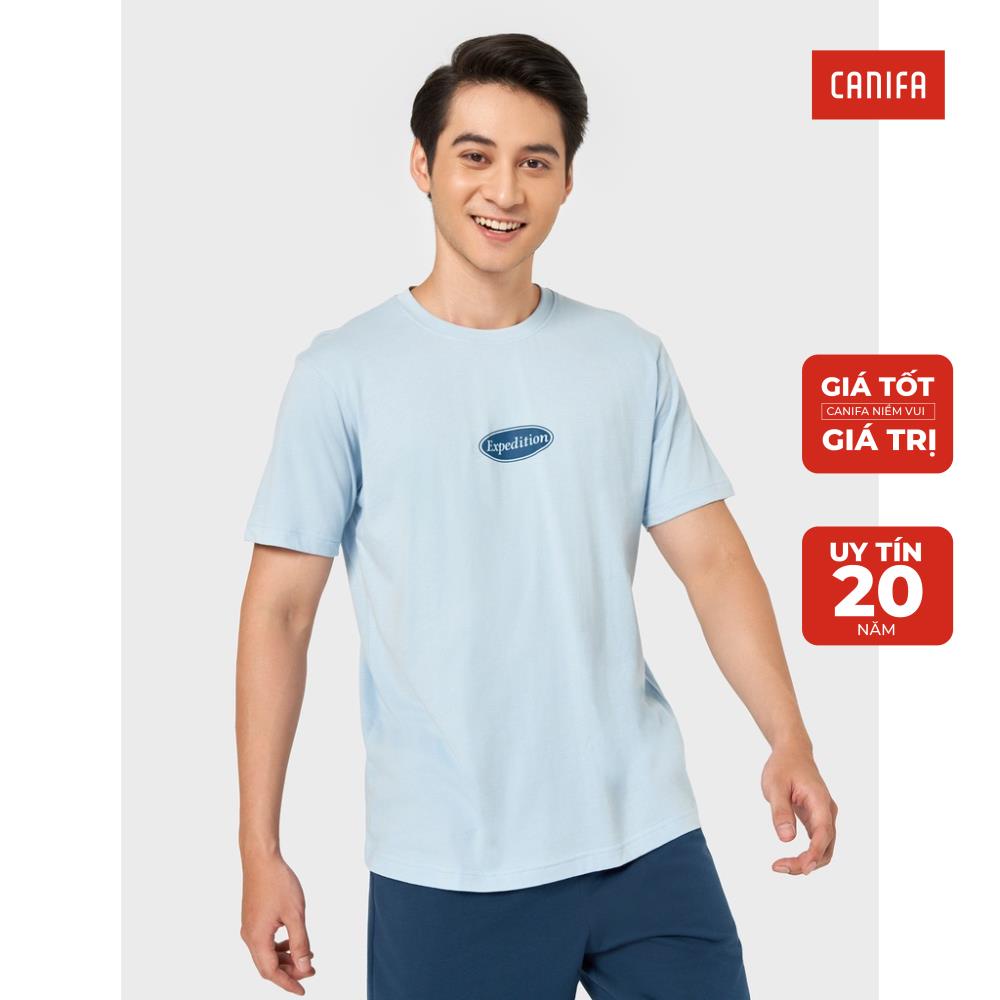 Áo phông nam CANIFA có hình in 100% cotton, cổ tròn tra bo, tay cộc 8TS22W008
