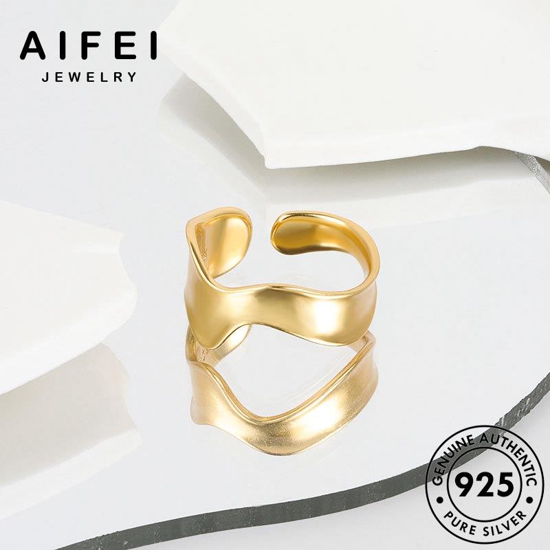 AIFEI JEWELRY thật quốc nữ bản giản sức bạc sóng 925 hàn vàng nguyên nhẫn thời kiện phụ đơn trang R653