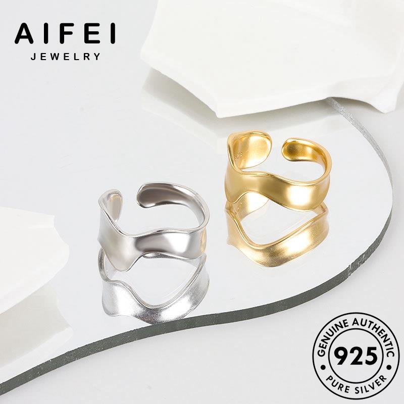 AIFEI JEWELRY thật quốc nữ bản giản sức bạc sóng 925 hàn vàng nguyên nhẫn thời kiện phụ đơn trang R653