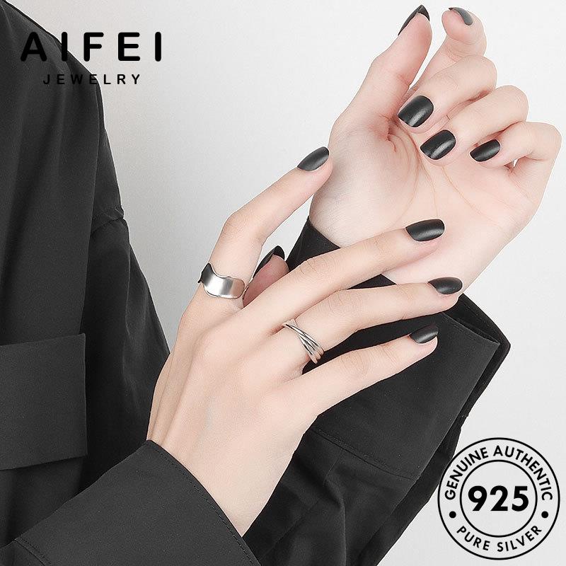AIFEI JEWELRY thật quốc nữ bản giản sức bạc sóng 925 hàn vàng nguyên nhẫn thời kiện phụ đơn trang R653