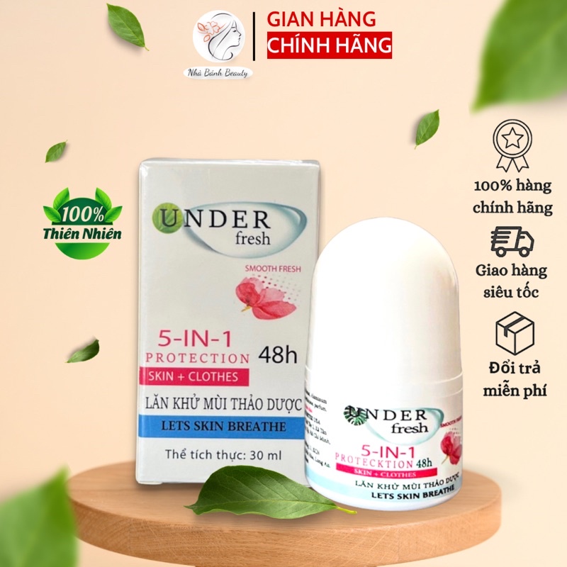 Lăn Khử Mùi Thảo Dược UNDER FRESH 5 in 1 (Giảm Mùi Hôi Vùng Nách, Nâng Tone Da, Khô Thoáng Giữ Mùi 48h 30ml)