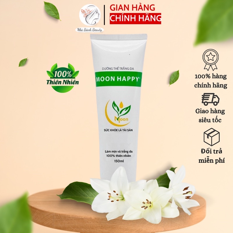 Kem Dưỡng Thể Body Moon Happy (Dưỡng Trắng Da Tự Nhiên Giảm Đồi Mồi, Chống Oxy Hoá, Làm Mịn Da Đàn Hồi 150Ml)