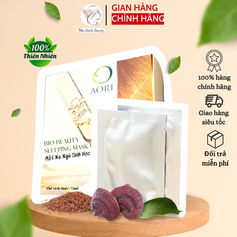 Mặt Nạ Ngủ Sinh Học Aori (Bào Tử Nấm Linh Chi, Phục Hồi Da Cháy Nắng, Giảm Da Dầu Và Mụn. Hộp 5 Gói, Gói 75Ml)