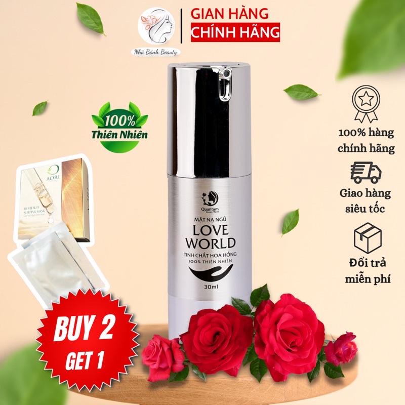 Mặt Nạ Ngủ Tinh Chất Hoa Hồng Love World (Dưỡng Da Ban Đêm, Cấp Ẩm Mịn Da, Giảm Nếp Nhăn Se Khít Lỗ Chân Lông 30Ml)