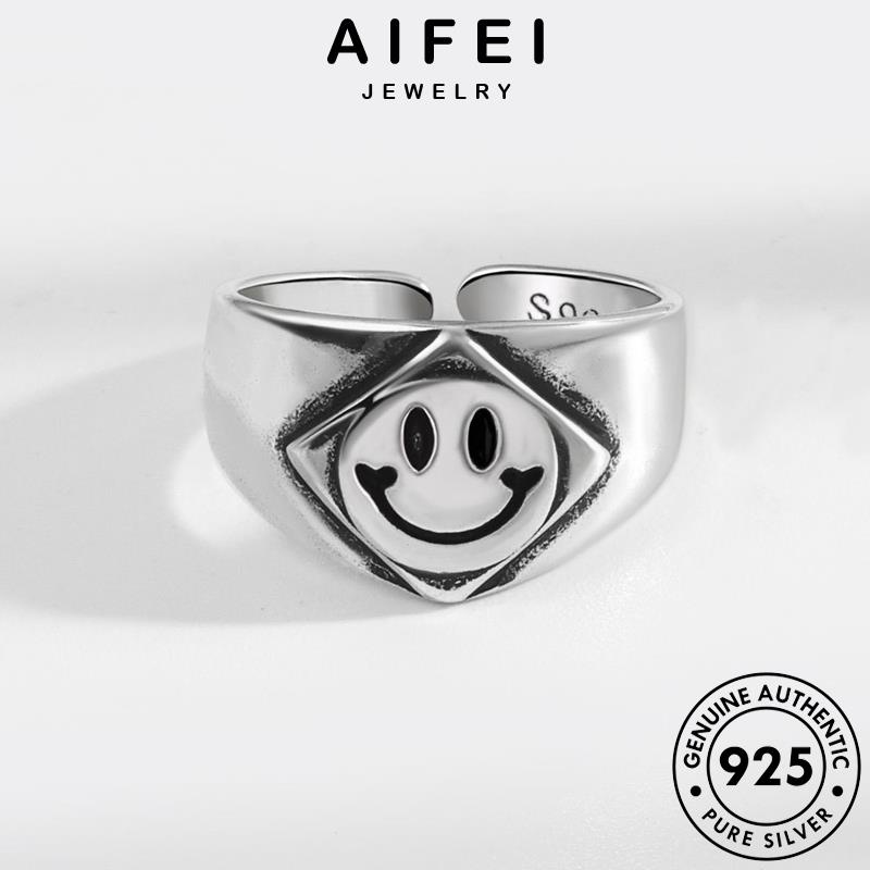 AIFEI JEWELRY nhẫn sức 925 khuôn nguyên bản bạc mặt cá cười quốc kiện trang nhân hàn thật nữ phụ thời R1049