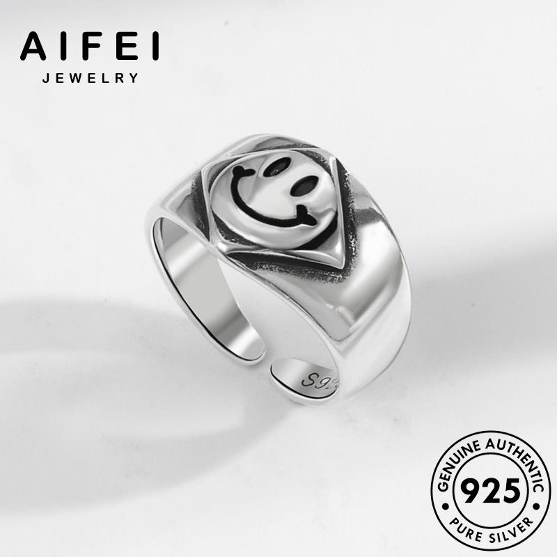 AIFEI JEWELRY nhẫn sức 925 khuôn nguyên bản bạc mặt cá cười quốc kiện trang nhân hàn thật nữ phụ thời R1049