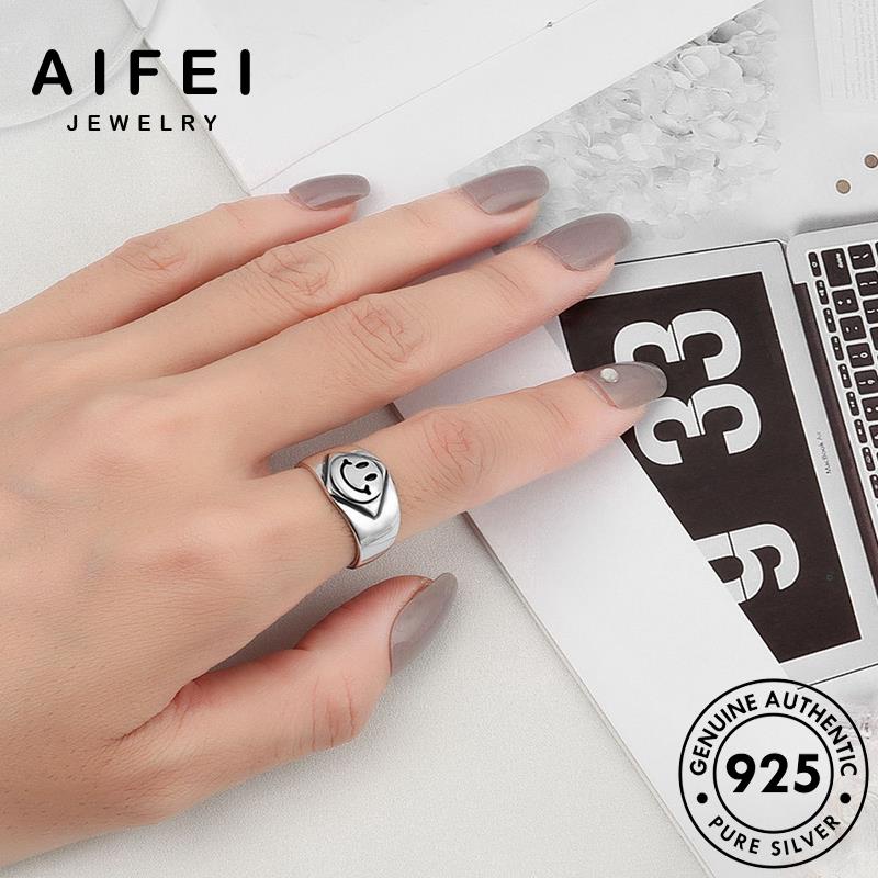 AIFEI JEWELRY nhẫn sức 925 khuôn nguyên bản bạc mặt cá cười quốc kiện trang nhân hàn thật nữ phụ thời R1049