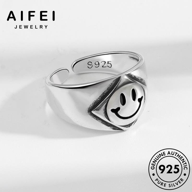 AIFEI JEWELRY nhẫn sức 925 khuôn nguyên bản bạc mặt cá cười quốc kiện trang nhân hàn thật nữ phụ thời R1049