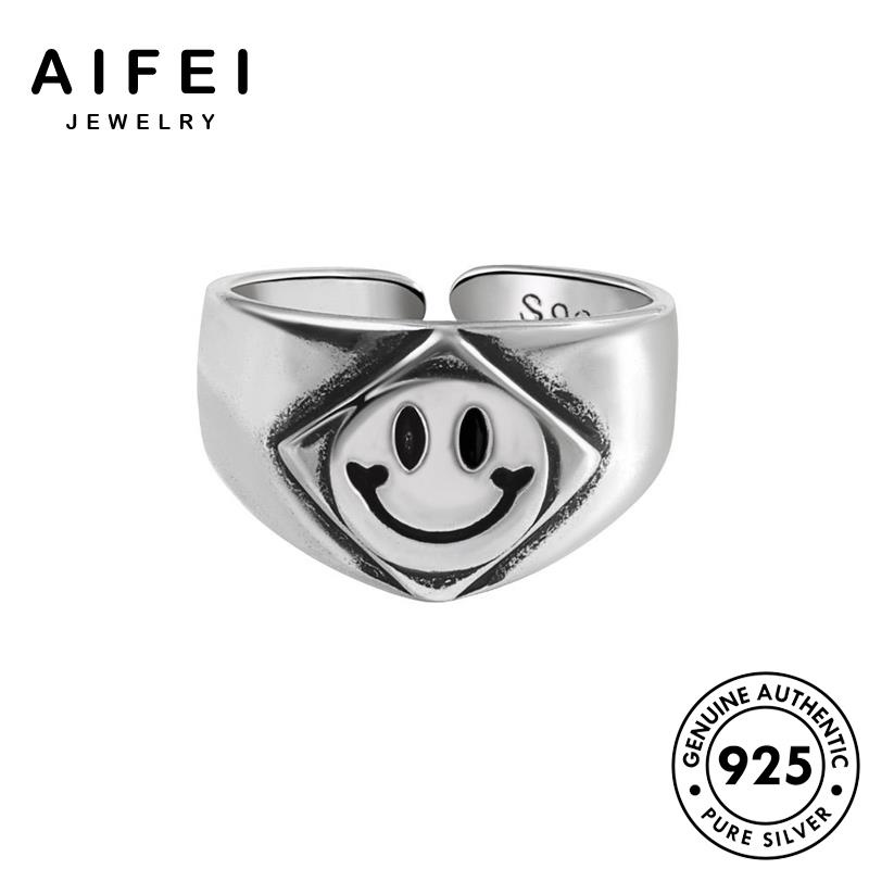AIFEI JEWELRY nhẫn sức 925 khuôn nguyên bản bạc mặt cá cười quốc kiện trang nhân hàn thật nữ phụ thời R1049