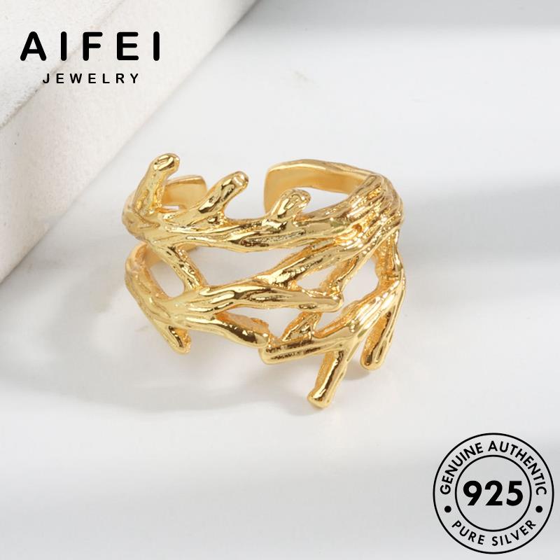 AIFEI JEWELRY giản đơn vàng nữ nhánh kiện chi 925 nhẫn trang thật hàn nguyên phụ bạc sức quốc thời bản R1050