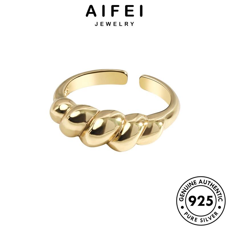 AIFEI JEWELRY phụ quốc kiện 925 bạc thời nhẫn xoắn cổ nữ nguyên thật bản vàng hàn điển trang sức R1051