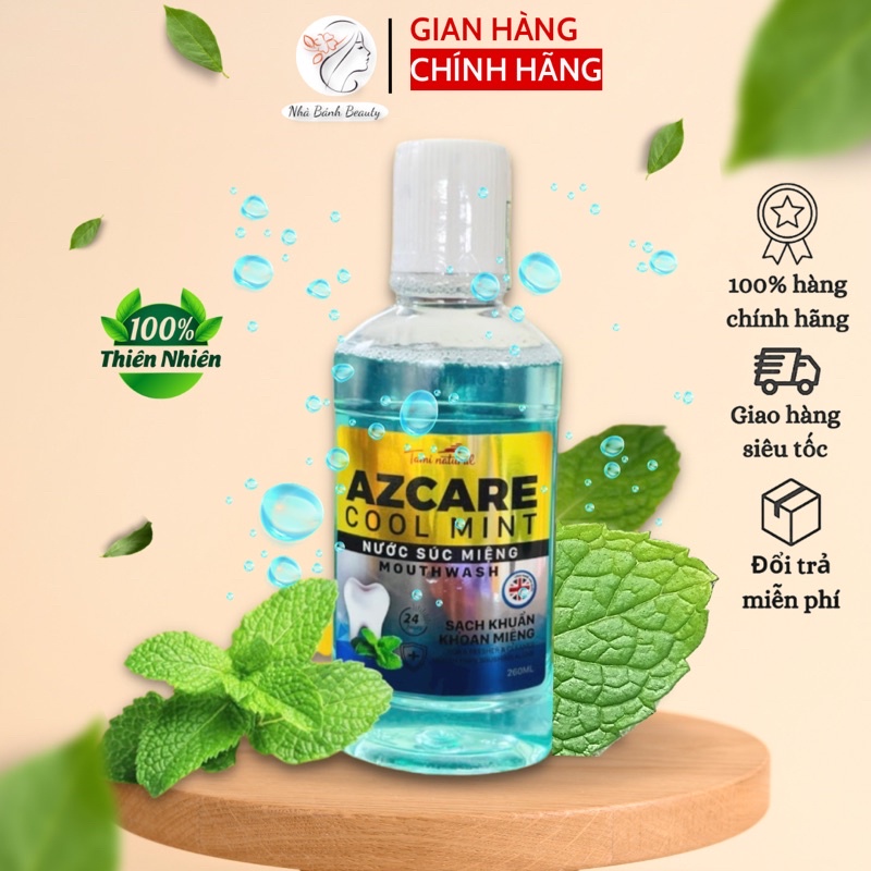 Nước Súc Miệng AZCARE (Sạch Khuẩn Khoan Miệng, Hỗ Trợ Loại Bỏ Hôi Miệng, Hơi Thở Có Mùi 260ml)