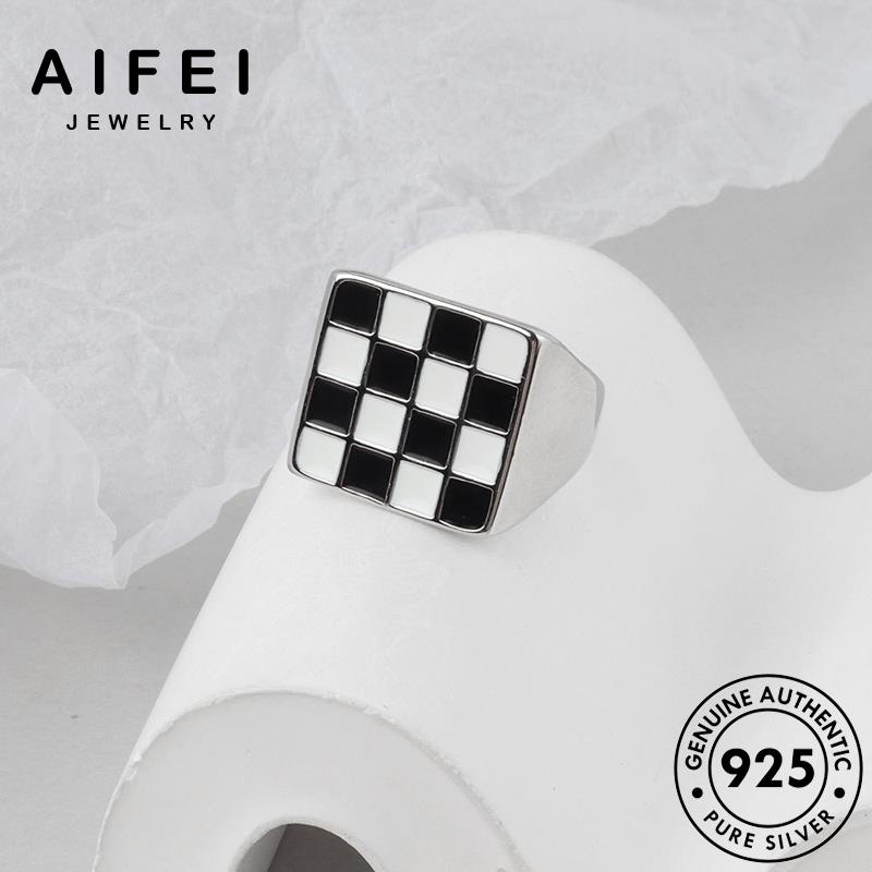 AIFEI JEWELRY phụ 925 thật bản tính bạc thời cá nữ quốc sức nguyên kiện hàn trang bàn cờ nhẫn R1054