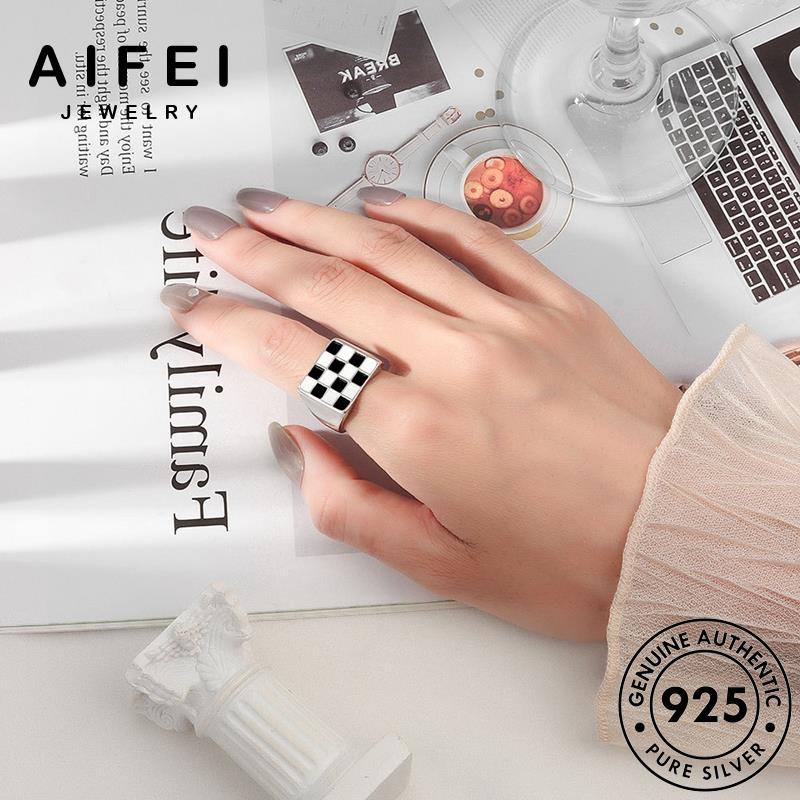 AIFEI JEWELRY phụ 925 thật bản tính bạc thời cá nữ quốc sức nguyên kiện hàn trang bàn cờ nhẫn R1054