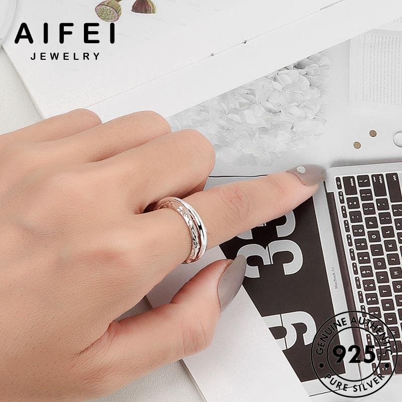 AIFEI JEWELRY 925 quốc vàng nhẫn không hàn đều sức nguyên xen kiện trang đan bạc bản thật nữ phụ thời R1056