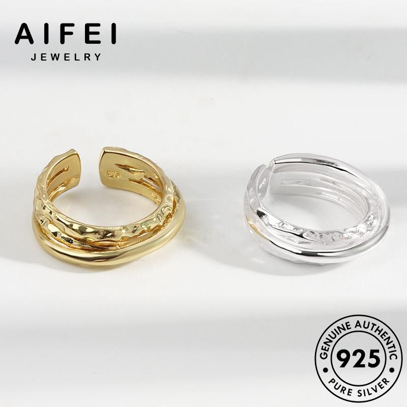 AIFEI JEWELRY 925 quốc vàng nhẫn không hàn đều sức nguyên xen kiện trang đan bạc bản thật nữ phụ thời R1056