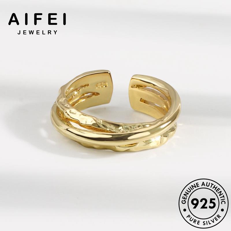 AIFEI JEWELRY 925 quốc vàng nhẫn không hàn đều sức nguyên xen kiện trang đan bạc bản thật nữ phụ thời R1056