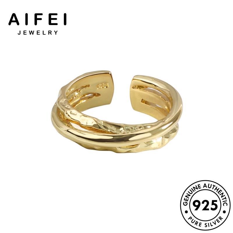 AIFEI JEWELRY 925 quốc vàng nhẫn không hàn đều sức nguyên xen kiện trang đan bạc bản thật nữ phụ thời R1056