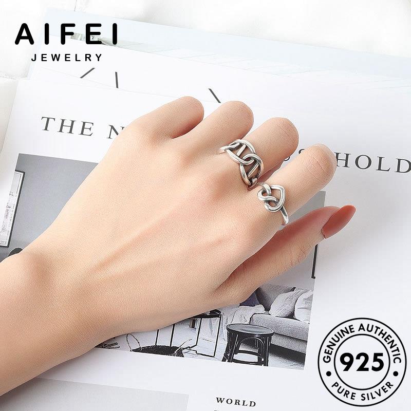 AIFEI JEWELRY quốc bản kiện 925 điển thời nữ nguyên phụ thật hàn cổ sức trái nhẫn trang tim bạc R1079