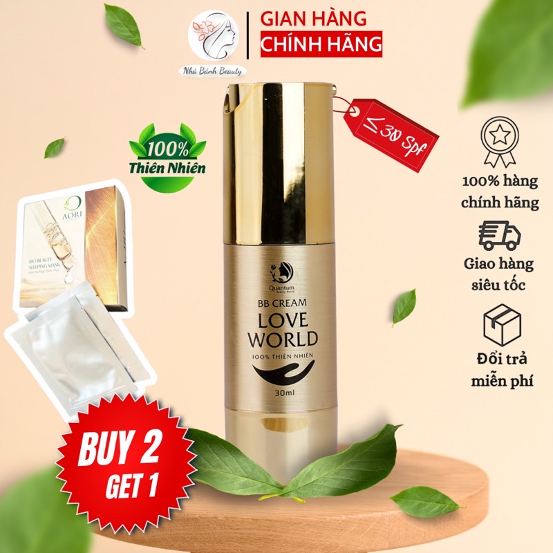 Kem Nền Dưỡng Trắng Da Bb Cream Love World (Nâng Tông Mịn Da, Chống Nắng Tốt, Không Lộ Vân Kem 30Ml)