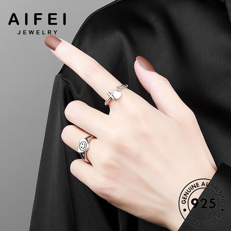 AIFEI JEWELRY nữ hàn kiện mặt nhẫn nguyên phụ cười trang thời thật quốc trang 925 thời bạc bản sức R1111