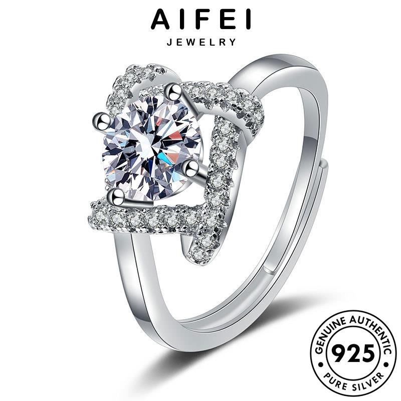 AIFEI JEWELRY đơn giản kiện sức trang bốn nguyên hàn phụ kim bản cỏ nhẫn quốc bạc lá cương thật nữ 925 moissanite thời R1125
