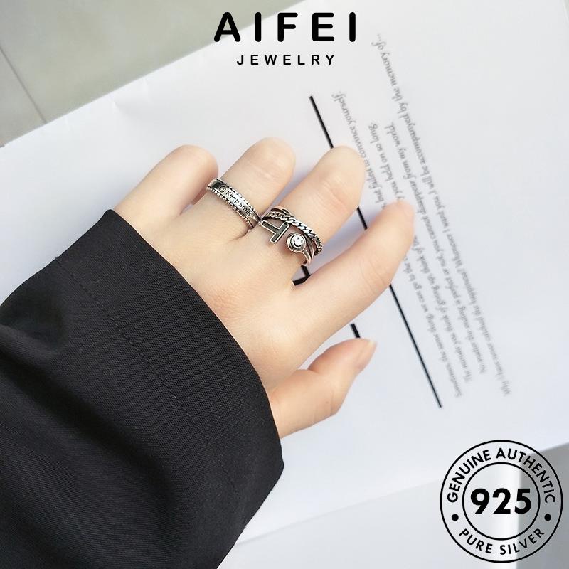 AIFEI JEWELRY nhẫn quốc bạc t phụ thời kiện nữ chữ hàn thập 925 thật sức bản trang nguyên R1127